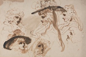 Studier til en dames hoved (studier af en kvindes hoved) af George Romney