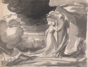 Studie til skibsforlis-scenen, »Stormen«: Prospero og Miranda af George Romney