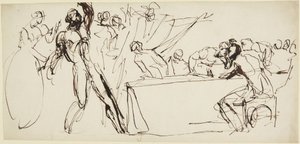 Undersøgelse af Banquos spøgelse fra festmåltidsscenen i »Macbeth« af George Romney