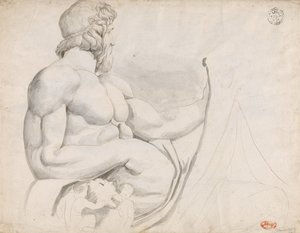 Undersøgelse af skulpturen af floden Tibers guddom af George Romney