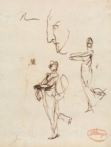 Studie af to figurer og et ansigt af George Romney