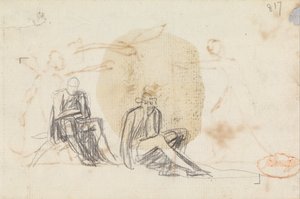 Studie af to siddende figurer af George Romney