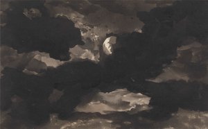 Studie af en skyet månebelyst himmel af George Romney