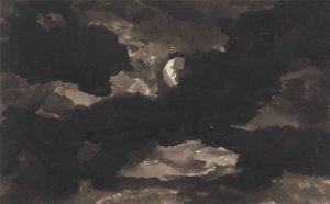 Studie af en overskyet månebelyst himmel af George Romney