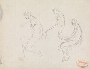Tre studier af en siddende kvinde af George Romney