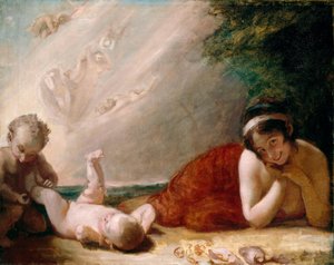 Titania, Puck og skiftingen fra Shakespeares »En skærsommernatsdrøm« af George Romney