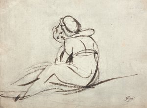 To børn, der omfavner hinanden af George Romney