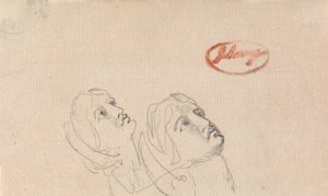To hoveder, der kigger op af George Romney