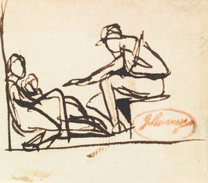 To siddende figurer af George Romney