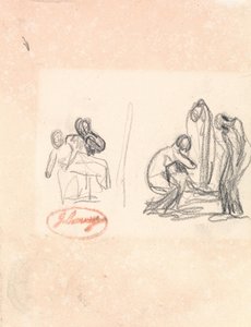 To skitser af legende børn af George Romney