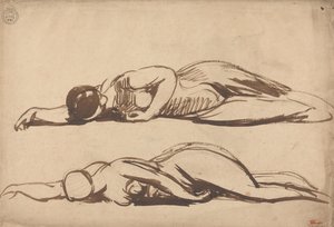 To studier af en knælende kvinde, muligvis Santa Cecilia af George Romney