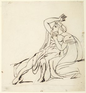 To siddende figurer; på bagsiden: studier af grupper med tre figurer af George Romney