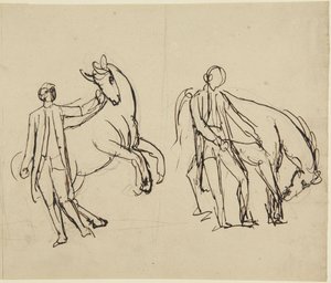 To studier til et portræt af en mand med en hest af George Romney