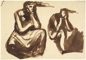 To studier af Medea, der overvejer at myrde sine børn af George Romney