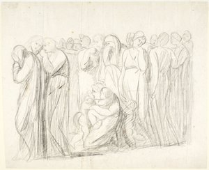 Grædende kvinder og børn: forstudie til »Susannas anklage«; Verso: figurstudier af George Romney
