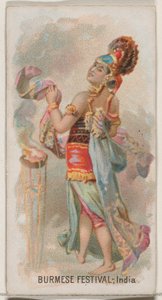 Burmesisk festival, Indien, fra Holidays-serien N80 for Duke-cigaretter, 1890., 1890. af George S. Harris and Sons