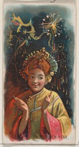 Kinesisk nytår, fra Holidays-serien N80 til Duke-cigaretter, 1890., 1890. af George S. Harris and Sons