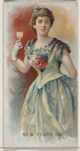 Nytårsdag, USA, fra Holidays-serien N80 til Duke-cigaretter, 1890., 1890