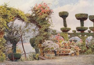 Italienske haver: La Badia, klosterets forgård (farvelitografi) af George Samuel Elgood