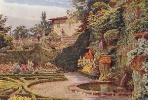 Italienske haver: Palazzoet fra Parterre, Villa Palmieri (farvelitografi) af George Samuel Elgood