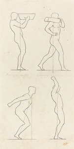 bærer en vægt; Forberedelse til at hoppe og afstigning af George Scharf after John Flaxman