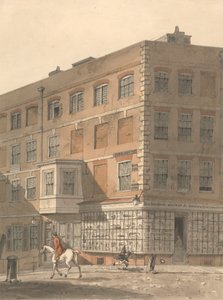 York House, hjørnet af Villiers Street og Strand, med Richardsons gamle og moderne printlager i forgrunden
