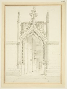 Døråbning til Vestry Room of St Mary Redcliffe, ca. 1812 (blyant og akvarel på papir) af George Shepherd