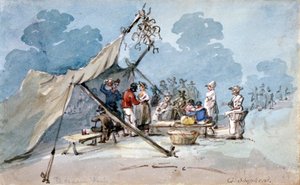 Udsigt over mennesker, der deltager i Peckham Fair, London, c1820 af George Shepherd