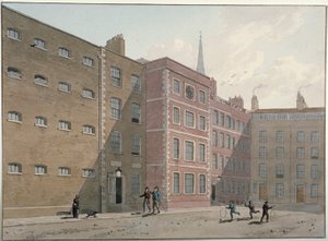 Udsigt over firkanten ved Bridewell, City of London, 1810 af George Shepherd