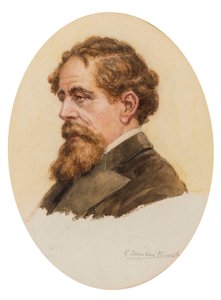 Portræt af Charles Dickens.