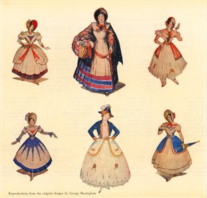 Originale designs til HMS Pinafore af George Sheringham
