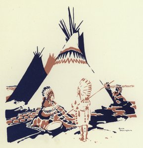 Så de trak lod om, hvem der skulle søge ham i skoven (farve litho) af George Sheringham