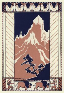 Den nat, da hele landsbyen sov, gik drengen til foden af bjerget (farve litho) af George Sheringham