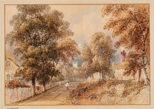East Stratton (akvarel) af George Sidney Shepherd