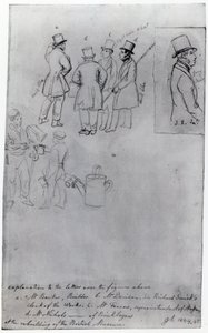 Bygherrer og landmålere ved genopbygningen af British Museum, 1844 (blyant på papir) af George Snr Scharf