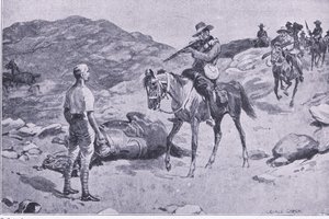 En galant gerning på marchen til Hoopstad, After Pretoria: The Guerilla War udgivet af Harmsworth Bros Limited 1901 af George Soper