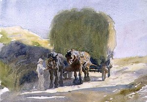 Hayrick i sollyset (akvarel) af George Soper