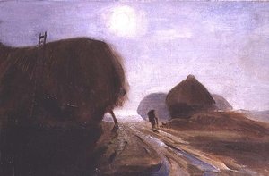 Hayricks i måneskin af George Soper