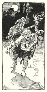 Jason og argonauterne: "Mens de lå og sov, kom de ned over de frygtelige mænd" (litho) af George Soper