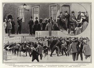 Generalstrejken i Firenze, hverdagsscener i gaderne af George Soper