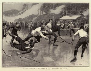 Vintersport i Schweiz, et spil hockey på isen