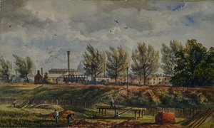 Great Northern Rail -radan leikkaaminen Kings Crossissa, luonnos luonnosta af George Stewart