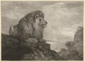 En løve [En løve hviler på en klippe] af George Stubbs