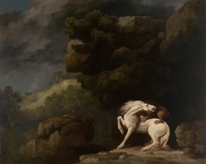 En løve angriber en hest af George Stubbs