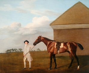 Firetail med sin træner ved Rubbing-Down House på Newmarket Heath. I 1774 tilhørte ejendommen Thomas Foley, Esquire[2]. af George Stubbs