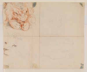 Hoved og poter af en løve, verso, 18. eller 19. århundrede af George Stubbs