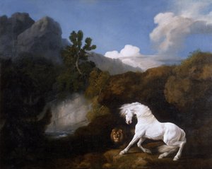 Hest skræmt af en løve af George Stubbs