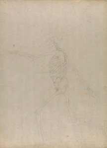 Menneskeligt skelet, sideværts (Undersøgelse af en nøglefigur til en upubliceret tabel, der viser de abdominale indvolde) af George Stubbs