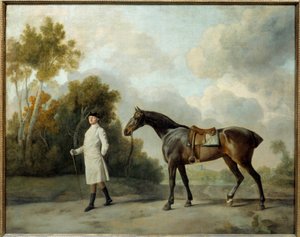 Portræt af Assheton, First Viscount Curzon and His Mare Maria Maleri af George Stubbs (1724-1806) Søn. 1x1,28 m af George Stubbs