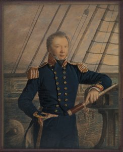 Portræt af kaptajn William Hewett, ca. 1840 (akvarel, træ, glas) af George T. Gregory